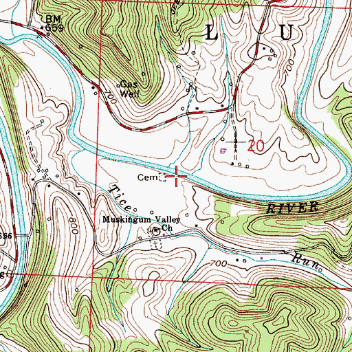 Topographic Map of Tice Cemetery, OH