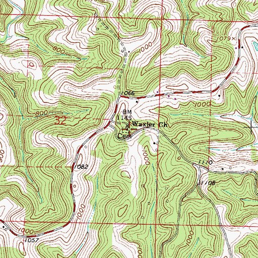 Topographic Map of Waxler Church Cemetery, OH