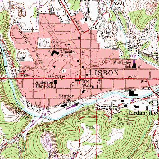Topographic Map of Columbiana County Law Library, OH