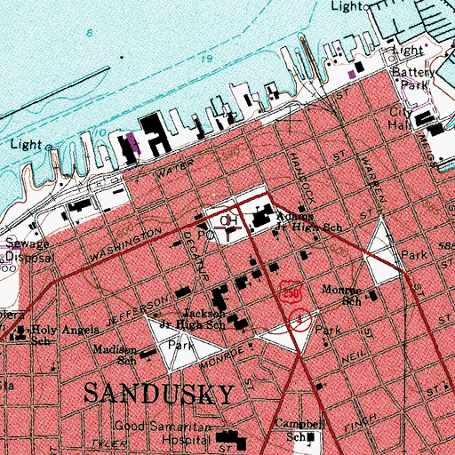 Topographic Map of Erie County Law Library, OH