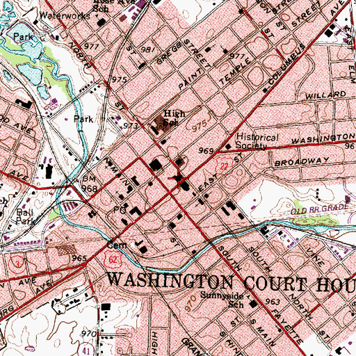 Topographic Map of Fayette County Law Library, OH