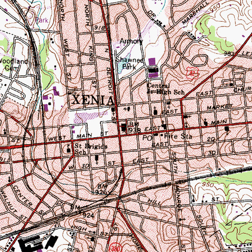Topographic Map of Greene County Law Library, OH