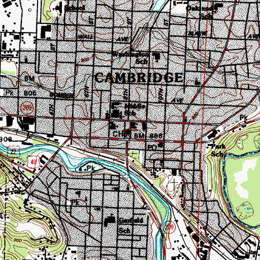 Topographic Map of Guernsey County Law Library, OH