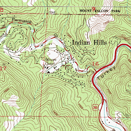 Topographic Map of Indian Hills, CO
