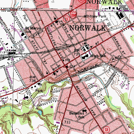 Topographic Map of Huron County Law Library, OH