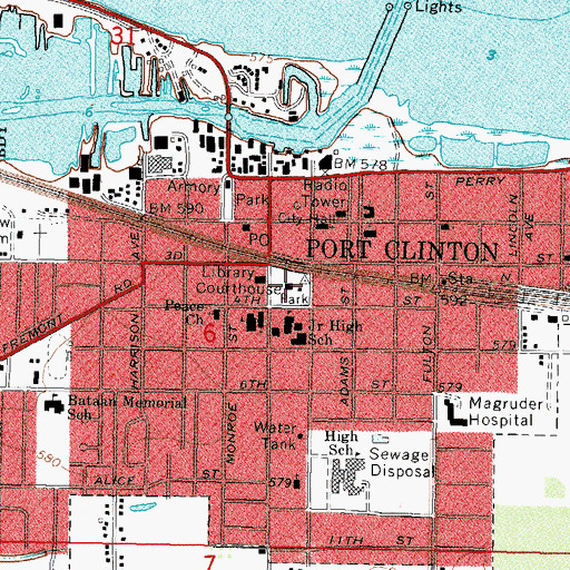 Topographic Map of Ottawa County Law Library, OH