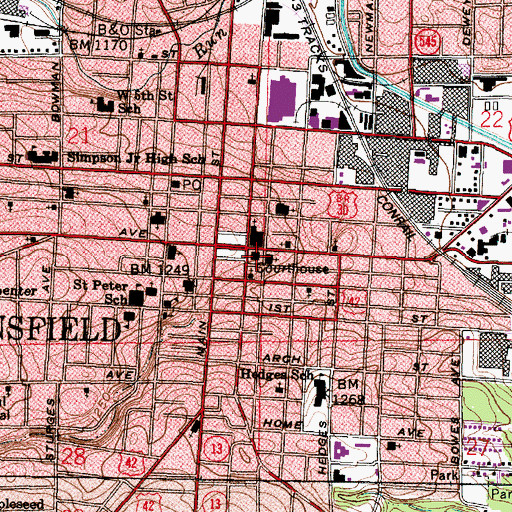 Topographic Map of Richland County Law Library, OH