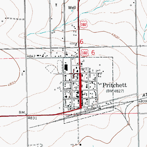 Topographic Map of Prichett, CO