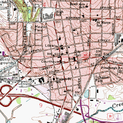 Topographic Map of Wayne County Law Library, OH