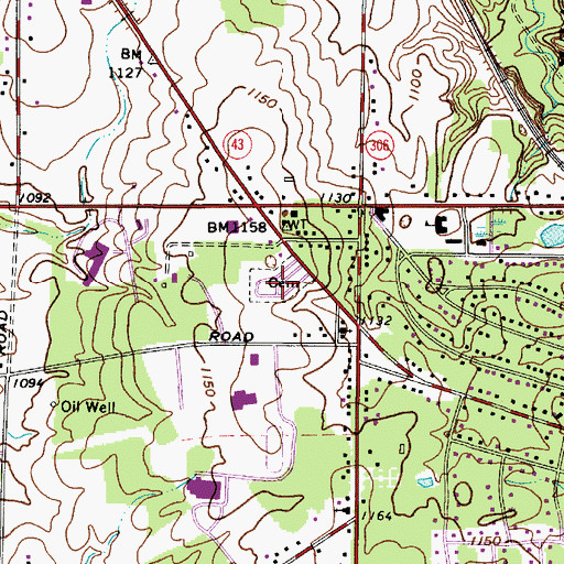 Topographic Map of Aurora Cemetery, OH