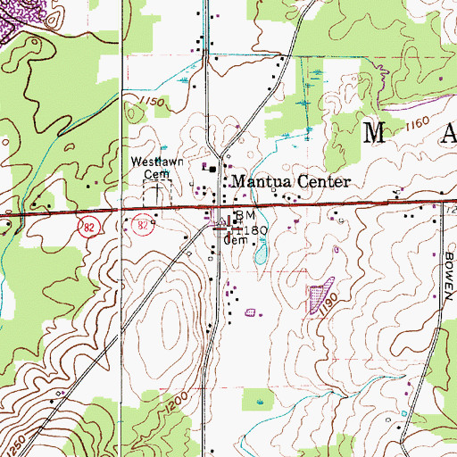 Topographic Map of Eastlawn Cemetery, OH