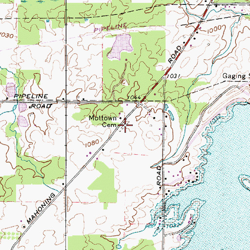 Topographic Map of Mottown Cemetery, OH