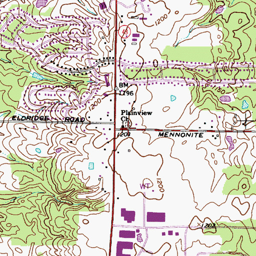 Topographic Map of Plainview Cemetery, OH