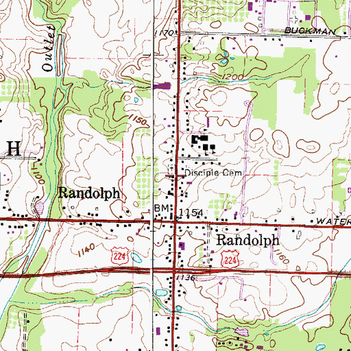 Topographic Map of Randolph Christian Church, OH