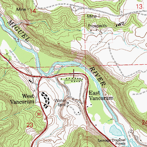 Topographic Map of Vancorum, CO