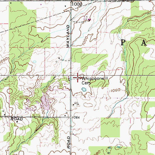 Topographic Map of Whippoorwill Cemetery, OH