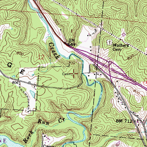 Topographic Map of Big Rock Cemetery, OH