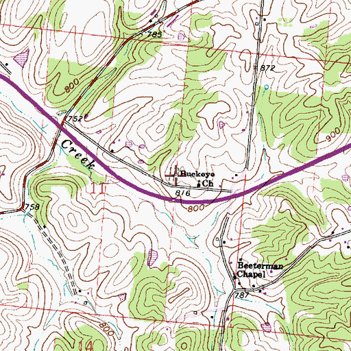 Topographic Map of Buckeye Cemetery, OH