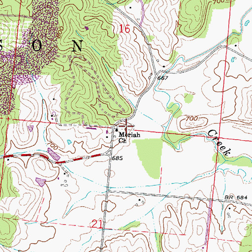 Topographic Map of Moriah Cemetery, OH