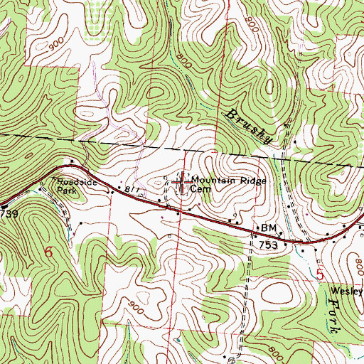 Topographic Map of Mountain Ridge Cemetery, OH