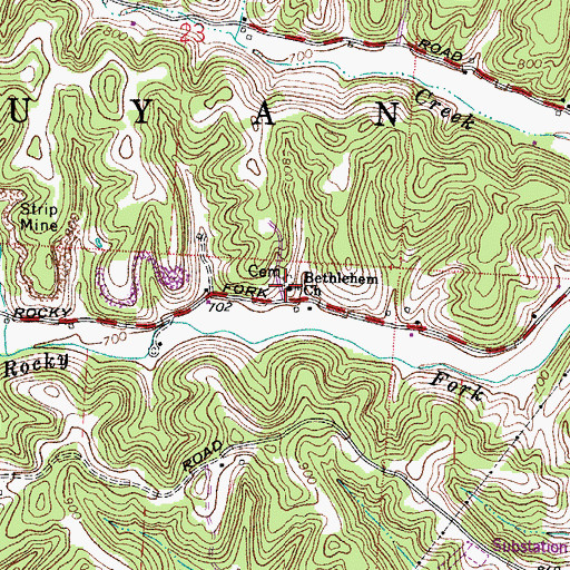 Topographic Map of Bethlehem Cemetery, OH
