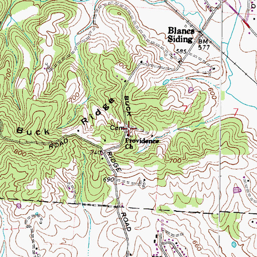Topographic Map of Buck Ridge Cemetery, OH