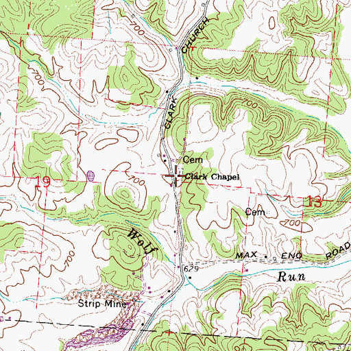 Topographic Map of Clark Chapel Cemetery, OH