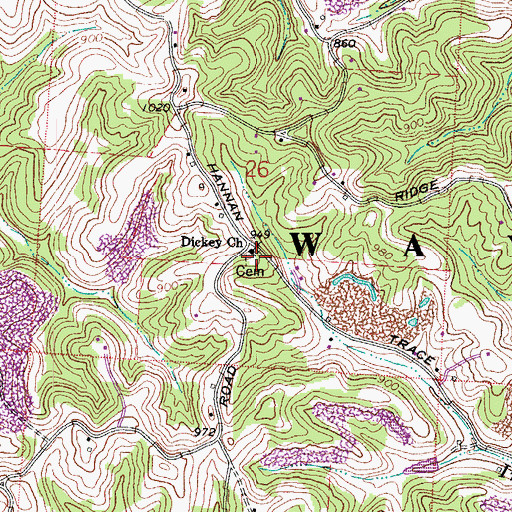 Topographic Map of Dickey Cemetery, OH
