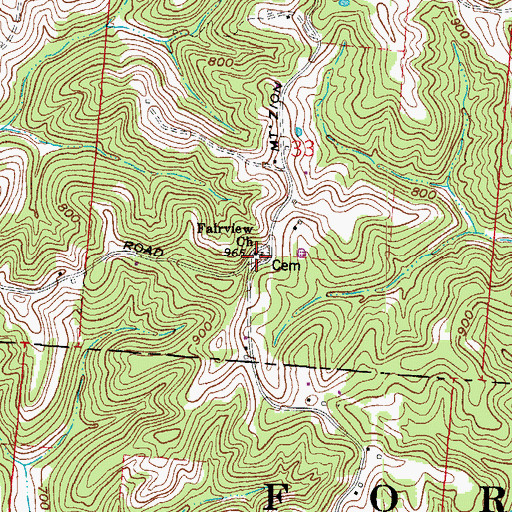Topographic Map of Fairview Cemetery, OH