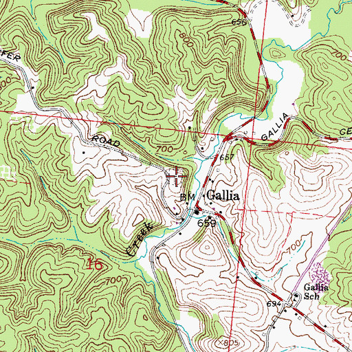 Topographic Map of Gallia Cemetery, OH