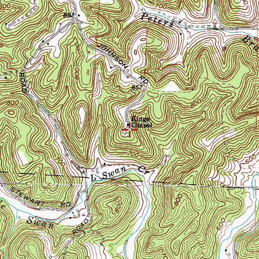 Topographic Map of King Cemetery, OH