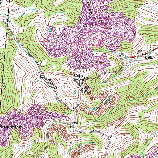 Topographic Map of Lincoln Ridge Chapel Cemetery, OH