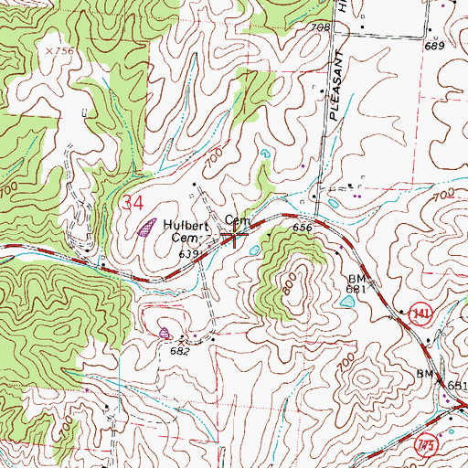 Topographic Map of Lowvy Cemetery, OH
