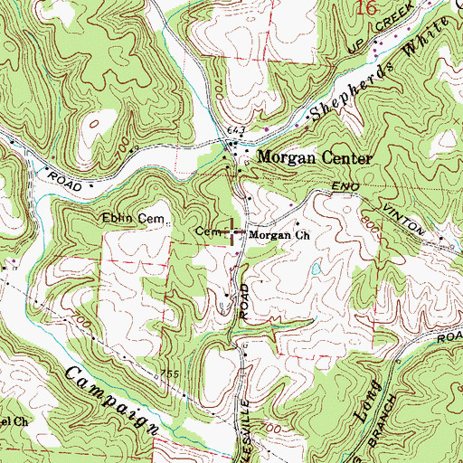 Topographic Map of Morgan Center Cemetery, OH