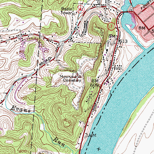 Topographic Map of Mound Hill Cemetery, OH