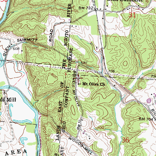 Topographic Map of Mount Olive Cemetery, OH