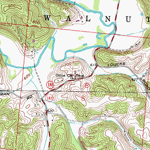 Topographic Map of Olive Cemetery, OH