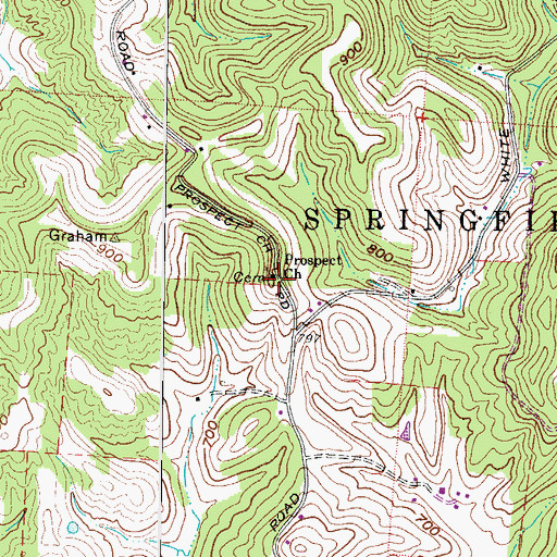 Topographic Map of Prospect Cemetery, OH
