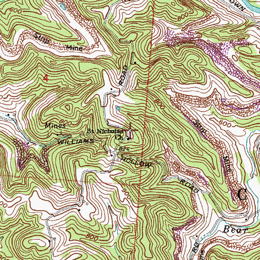 Topographic Map of Saint Nicholas Cemetery, OH