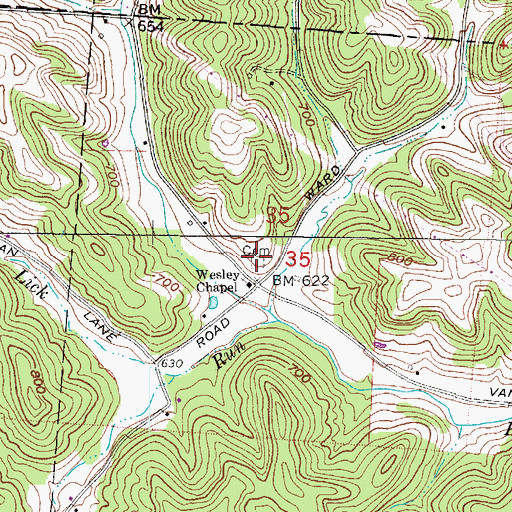 Topographic Map of Van Zant Cemetery, OH