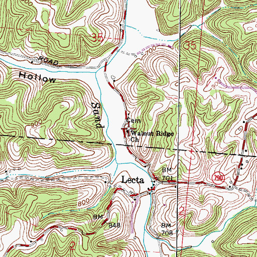 Topographic Map of Walnut Ridge Cemetery, OH