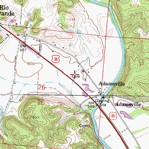 Topographic Map of Wood Cemetery, OH