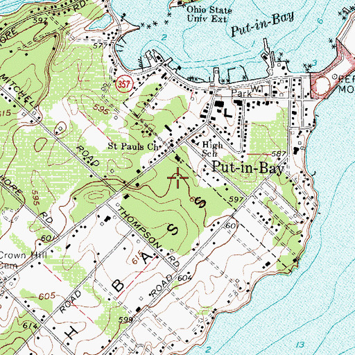 Topographic Map of Coopers Woods, OH