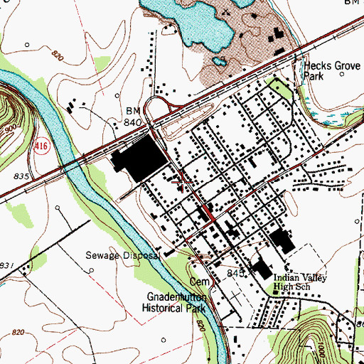 Topographic Map of Gnadenhutten United Methodist Church, OH