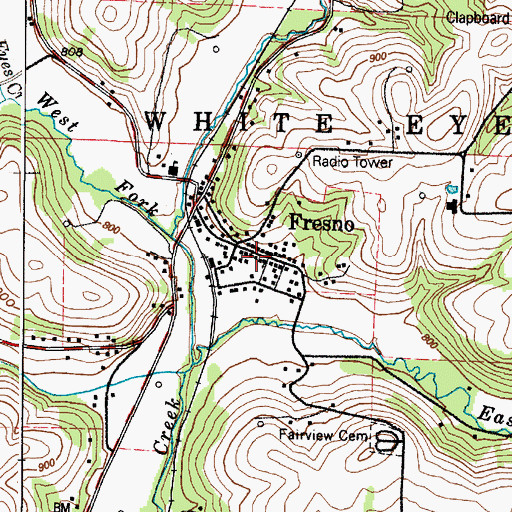 Topographic Map of Fresno Post Office, OH