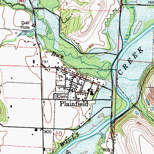 Topographic Map of Plainfield Post Office, OH
