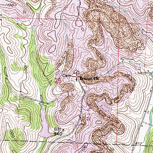 Topographic Map of Branch Methodist Episcopal Cemetery, OH