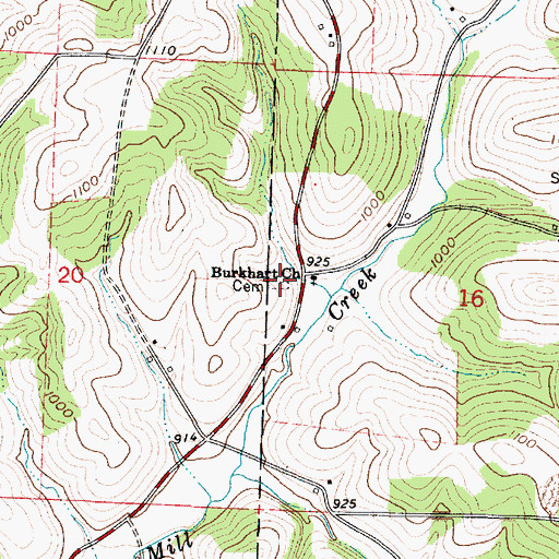 Topographic Map of Burkhardt Cemetery, OH