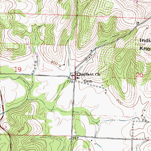 Topographic Map of Chalfant Meeting House Cemetery, OH
