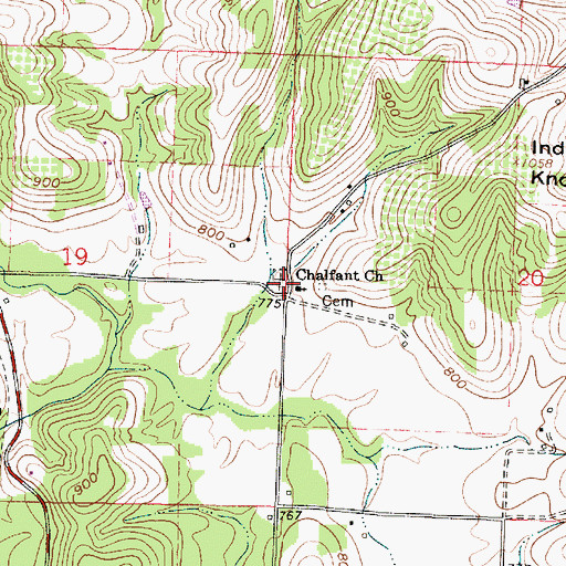 Topographic Map of Chalfant Methodist Episcopal Cemetery, OH